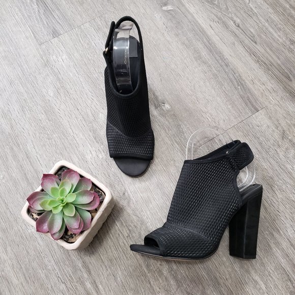 Aldo Black Leather Perforated Sling Back Shoes Sz